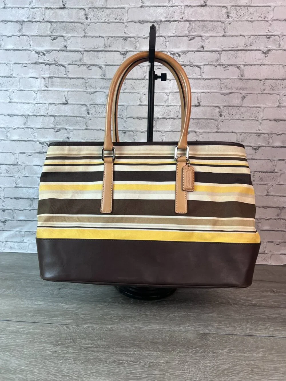 Coach Tote Bag Shoulder Striped Pattern 7712 Women's
